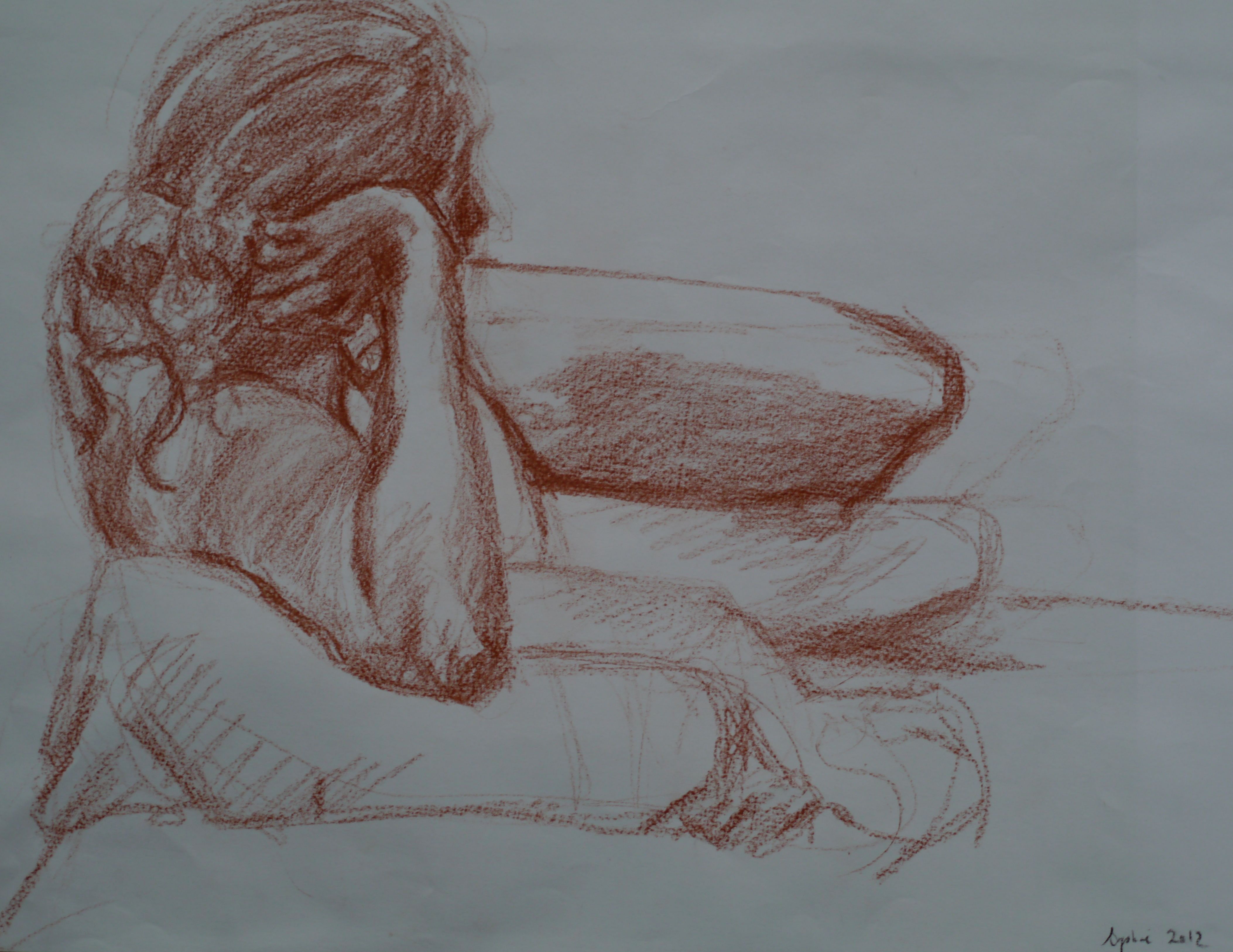 Dessin Sanguine - Atelier Saint Fargeau - Fusain